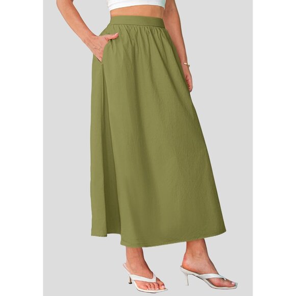 Comfortable 100% Cotton Maxi Skirt - Trendy High Waisted Flowy Ruffles & Pockets - Picture 8 of 8